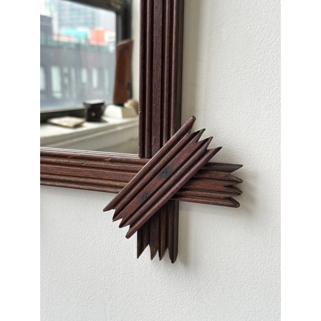 Antique Elongated Cross-Hatch Mirror, Circa Early 20th Century For Sale - Image 12 of 18