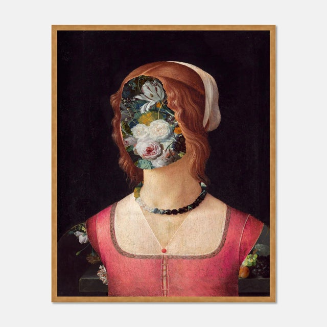 Contemporary Flower Face 2 by Lara Fowler in Gold Frame, Small Art Print For Sale - Image 3 of 3