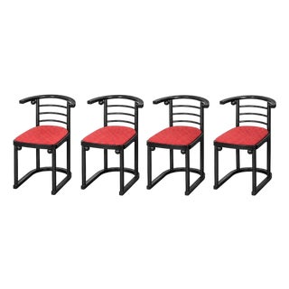 Set of Four Josef Hoffmann Fledermaus Style Chairs. Austria, 20th Century. For Sale