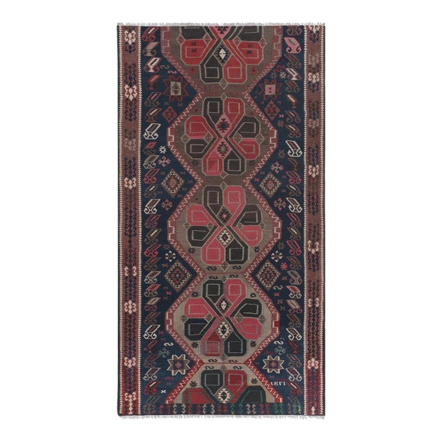 1960s Mid 20th Century Decorative Long Vintage Kars Kilim Rug For Sale