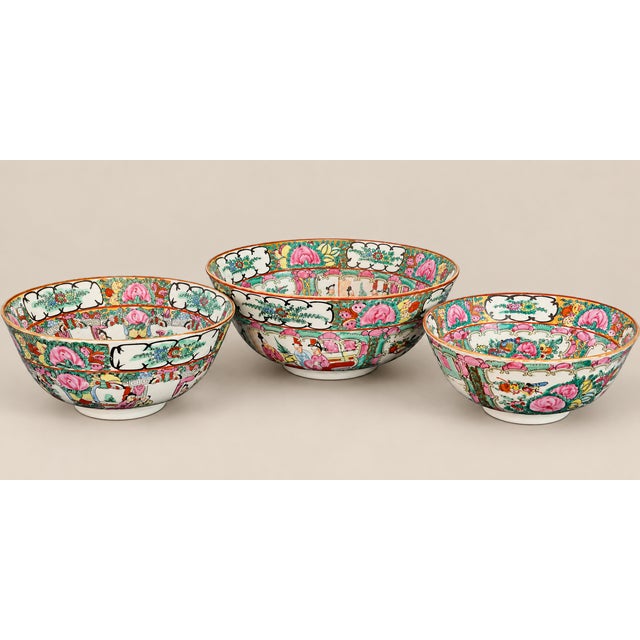 Vintage Famille Rose Bowls Set of Three For Sale - Image 11 of 11