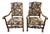 French Walnut Continental Arm Chairs in Vintage Floral Fabric, Pair For Sale