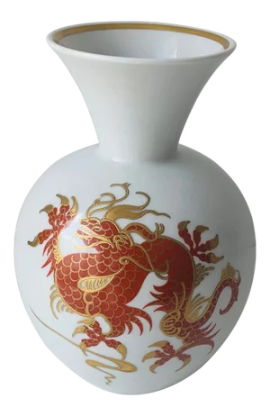 Wallenberg Germany Hand Painted Dragon Design Porcelain Vase