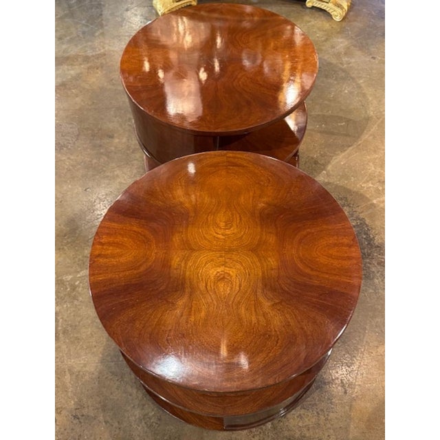 Art Deco Pair of Italian Art Deco Style Walnut Side Tables For Sale - Image 3 of 6