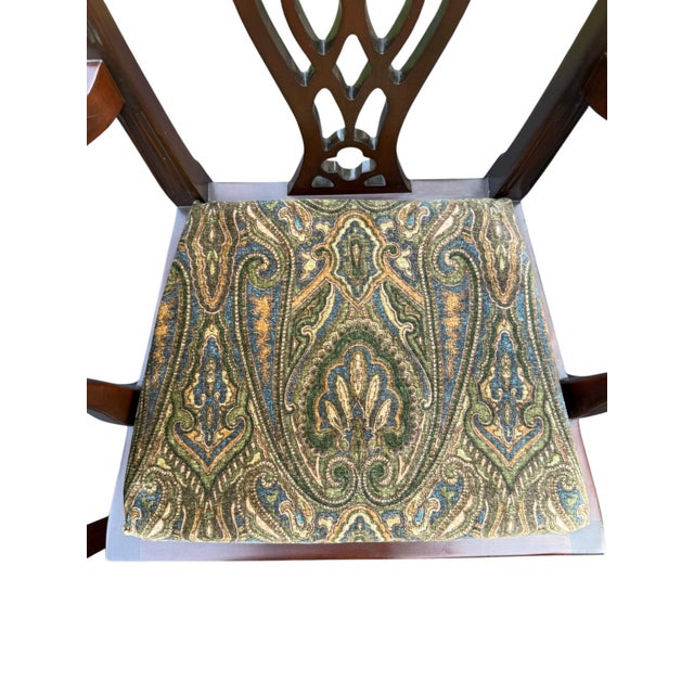 Brown Late 20th Century Chippendale Style Side Chairs With Ralph Lauren Upholstery - A Pair For Sale - Image 8 of 10