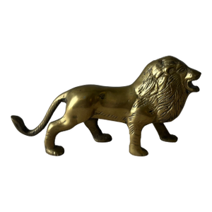 Vintage Solid Brass Lion Figurine | Regal Mid-Century Decorative Accent