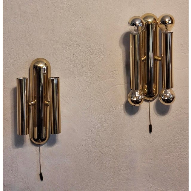 Mid-Century Italian Brass Four-Light Wall Lamps, 1960s, Set of 2 For Sale - Image 10 of 10
