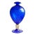 Vintage Murano Nason Signed Sapphire Blue Gold Flecks Diamond Design Italian Art Glass Flower Vase For Sale