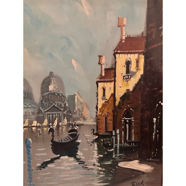 Traditional Vintage Venetian Canal Scene Painting - Signed For Sale - Image 3 of 12