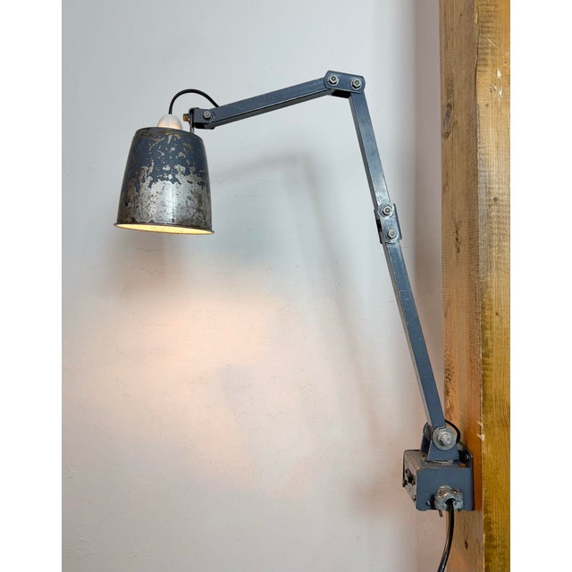 Industrial Grey Adjustable Wall Lamp from Memlite, 1960s For Sale - Image 17 of 18