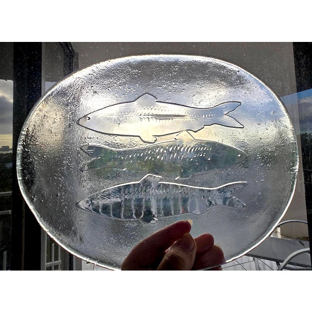 1970s 1970s Kosta Boda Glass Fish Platter Designed by Goran Warff For Sale - Image 5 of 14