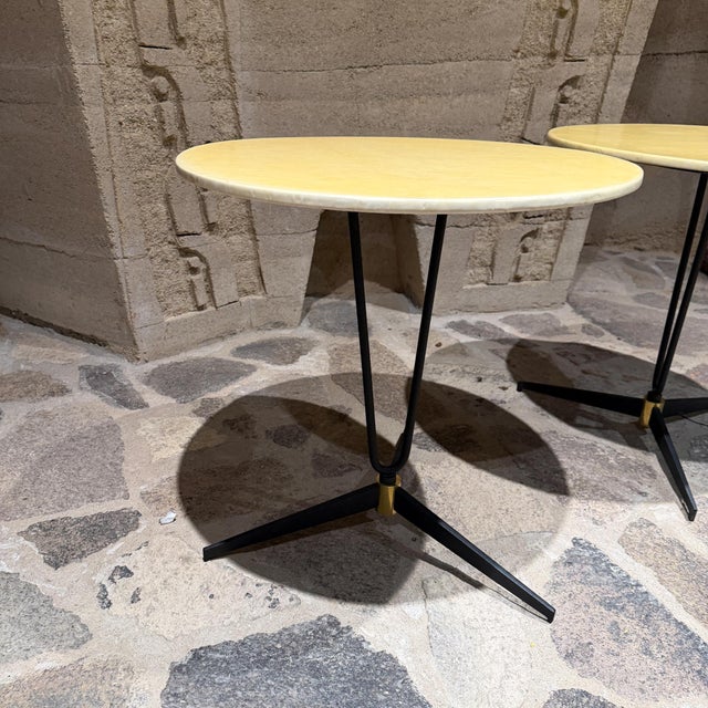 Mid Century Modern Tripod Side Tables Goatskin French Inspired For Sale In San Diego - Image 6 of 10