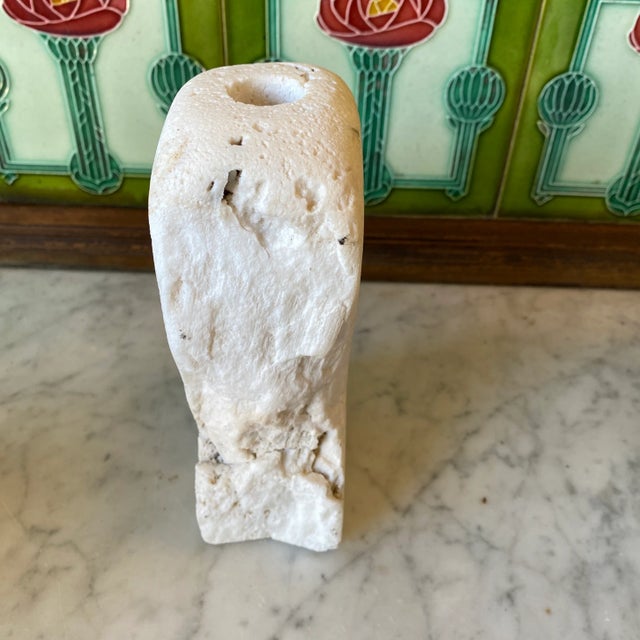 Contemporary 1970s Rustic White Stone Candle Holder For Sale - Image 3 of 6