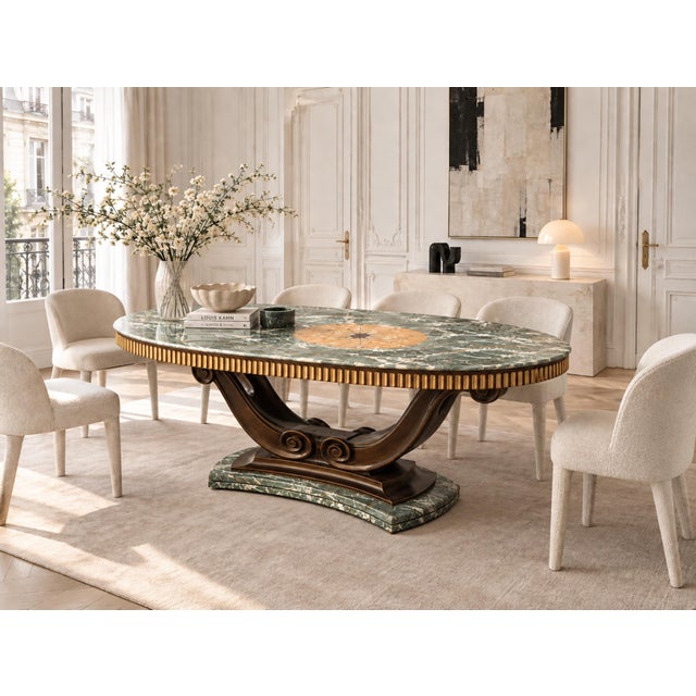 1930s Italian Alps Green Marble Table with Grissinato Edge, 1935 For Sale - Image 5 of 12