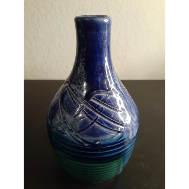 Vintage Dryden Arkansas Pottery Blue Bud Vase For Sale - Image 4 of 5