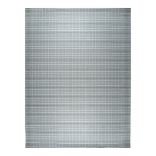 8x10 Timeless Celia Gray Kilim Minimalist Grid Modern Flatweave Wool Carpet Rug For Sale