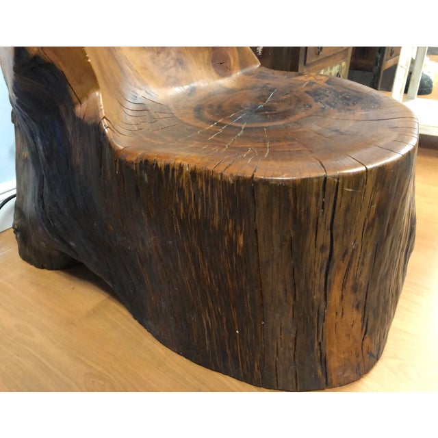 Monumental Hand-Carved Solid Tree Trunk Organic Modern Sculptural Chair For Sale - Image 9 of 11