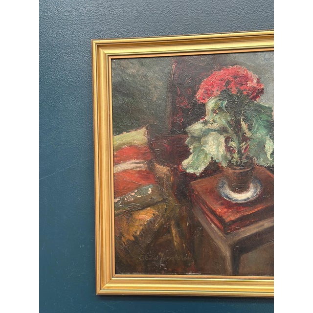 Elna Jacobsson, Cineraria in a Pot, 1960s, Oil Painting on Panel, Framed For Sale - Image 14 of 18