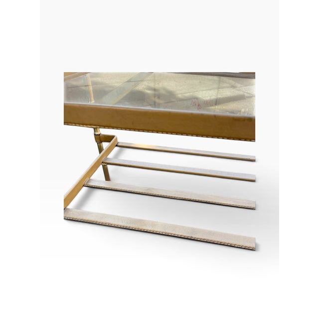 Stitched Leather Cocktail Table by Jacques Adnet, 1950s For Sale - Image 12 of 14