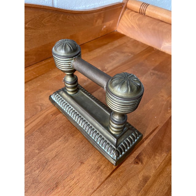 Brass English Colonial Revival Brass Fire Tool Rest or Fire Dogs For Sale - Image 8 of 12