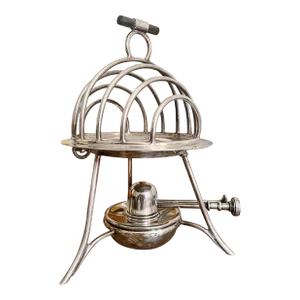 Antique Asprey & Co Silver Toast Rack With Oil Burner