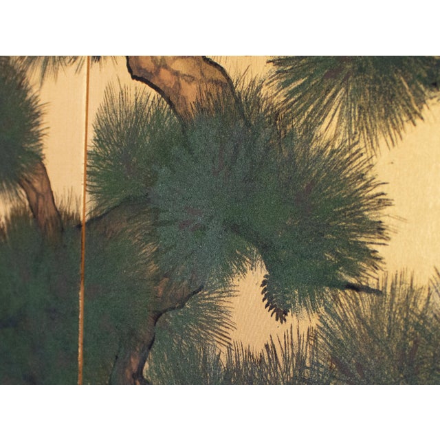 1960s "Evergreen Pine Tree", Shōwa Era Japanese Byobu Screen For Sale - Image 9 of 18