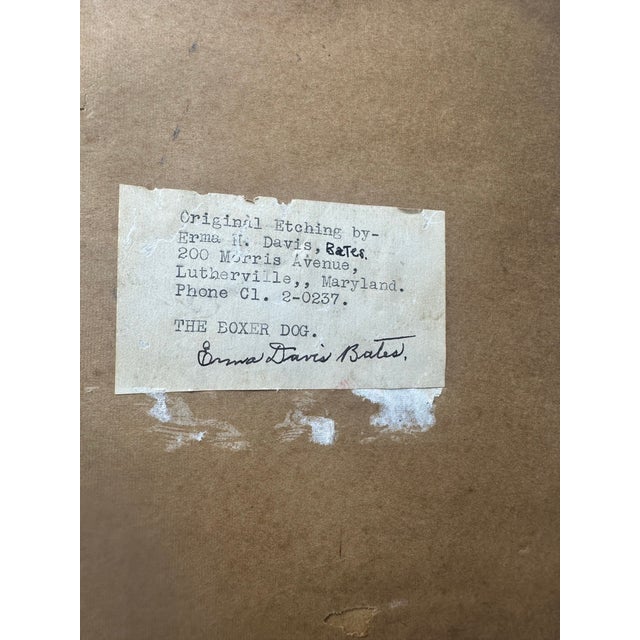 Antique Framed Etching of a Boxer Dog For Sale In Charleston - Image 6 of 9