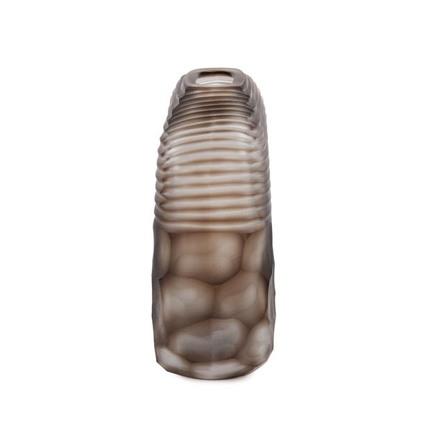 Kenneth Ludwig Chicago Bruni Brown Glass Short Vase For Sale - Image 4 of 5