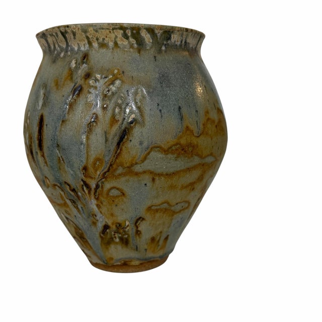 Vintage Handmade Bulb Shape Art Pottery Jar, Vase Marked by Artist For Sale - Image 4 of 7