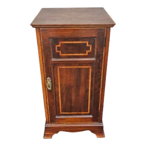Late 19th Century Mahogany and Satinwood Inlay Cabinet Armoire and Stand