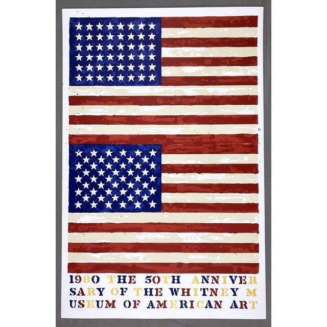 Jasper Johns Two Flags 1980 Original 50th Anniversary of the Whitney Museum of American Art Exhibition Poster For Sale - Image 10 of 10