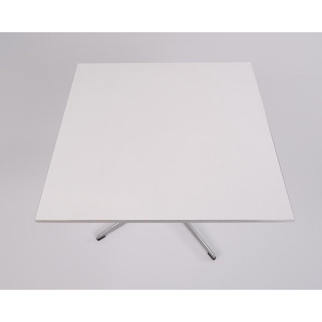 Piet Hein Coffee Table by Arne Jacobsen and Piet Hein with White Laminate Top and Steel Edge For Sale - Image 4 of 8