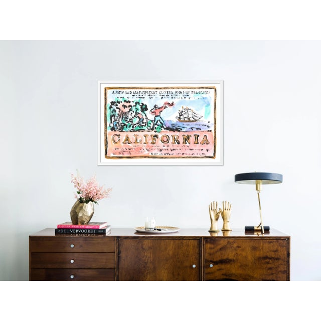Illustration California New and Magnificent by Anne-Louise Ewen in White Frame, Medium Art Print For Sale - Image 3 of 4