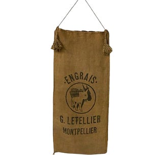 Vintage French Grain Sack French Farmhouse Decor Jute Hemp Grain Sack For Sale