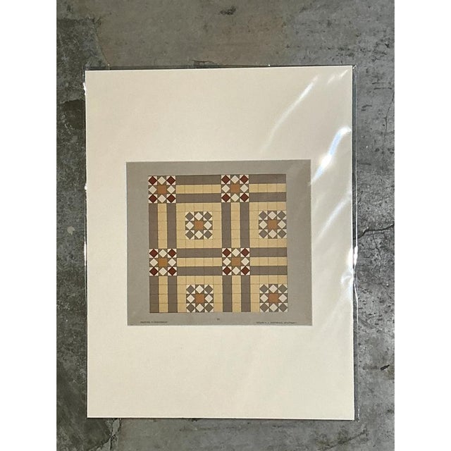 Mid-Century Modern Vintage Geometric Tile Pattern Serigraph For Sale - Image 3 of 12