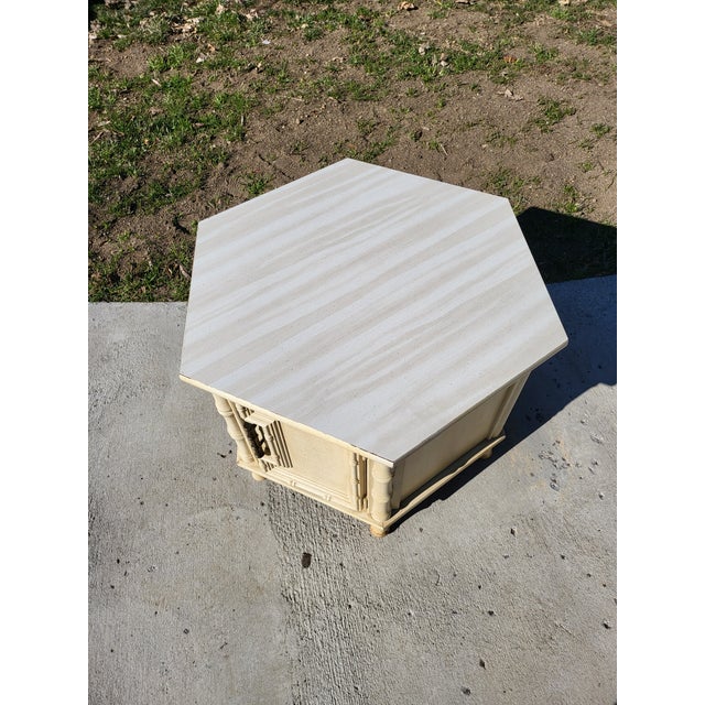 1980s Vintage Boho Chic Faux Bamboo Mersman Side Table For Sale - Image 9 of 12