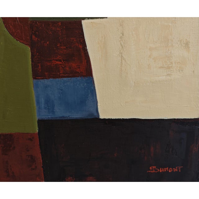 Burgundy Le Veilleur, Original Contemporary Geometric Oil Painting by Sophie Dumont For Sale - Image 8 of 10