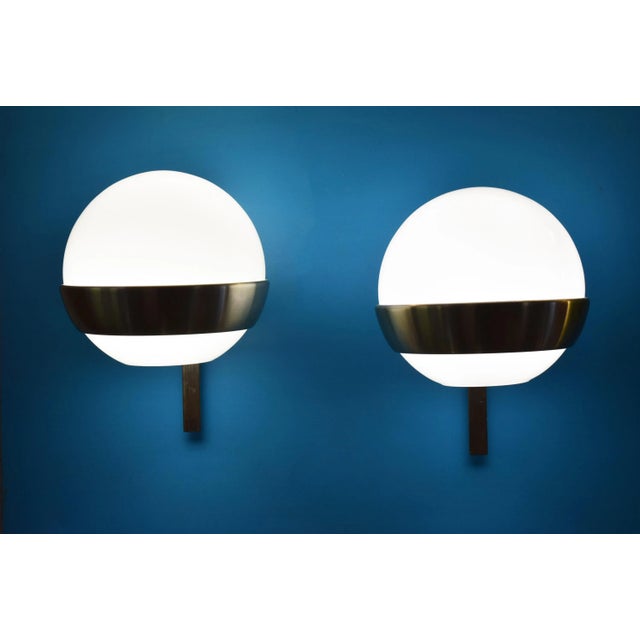 Glass and Anodized Aluminum Sconces from Lumi Milano, 1960s, Set of 2 For Sale - Image 4 of 8