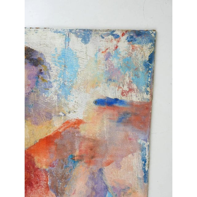 Contemporary Vintage Late 20th Century Abstract Woman in Red Gown Portrait Painting For Sale - Image 3 of 7