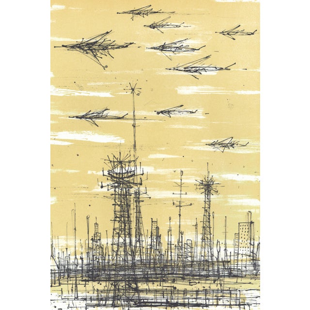 Original lithograph "Le Radar" (The Radar) by Jean Carzou, published in the 1959 monograph "L'Apocalypse" by André Sauret...
