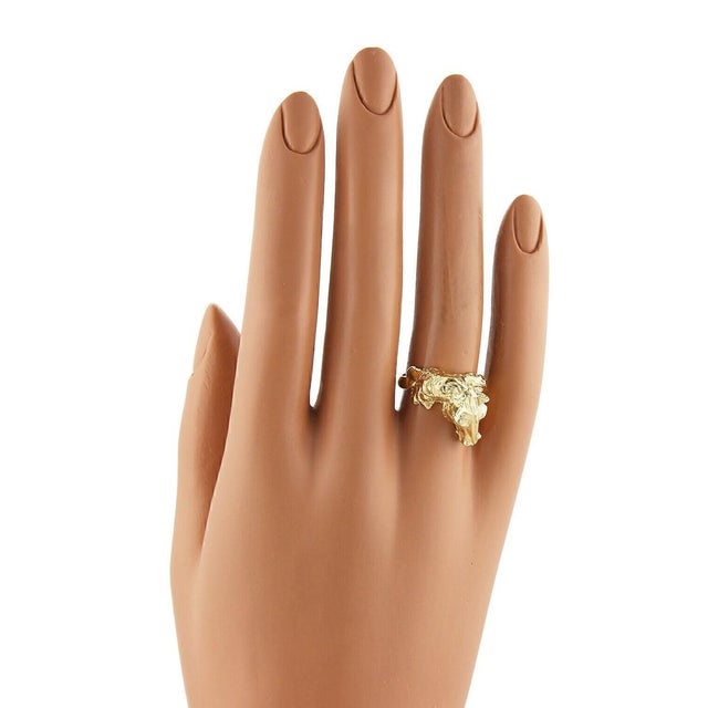 Metal Horse Head Ring Ruby Eyes 18k Yellow Gold Size 5.5 For Sale - Image 7 of 7
