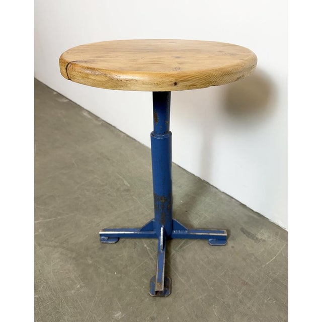 Blue Vintage Industrial Workshop Stool, 1960s For Sale - Image 8 of 13