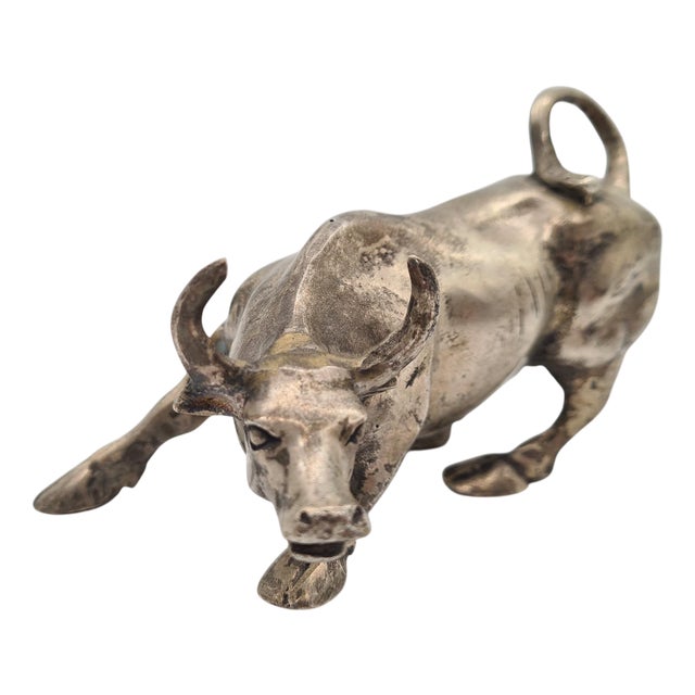 Charging Bull Figurine in Bronze by A. Di Modica, 1980s. For Sale