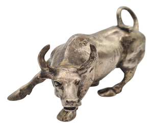 Charging Bull Figurine in Bronze by A. Di Modica, 1980s.