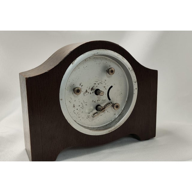 20th Century German Desk Mantle Table Cabinet Windup Clock For Sale - Image 6 of 7