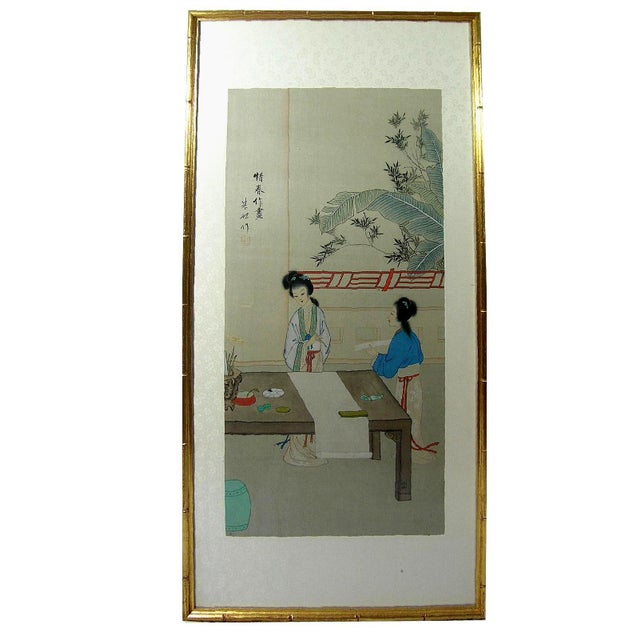 1950s Vintage Chinese Watercolor Painting by Zhu Tan For Sale - Image 9 of 9