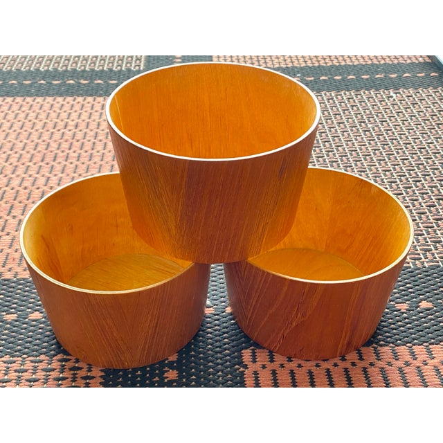 Set of 3 Midcentury Danish Modern Stackable Servex Teak Bowls, Made in Sweden For Sale - Image 12 of 12