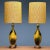 American Mid-Century Modern, Table or Desk Lamps, Glazed Ceramic, Yellow, Fabric Pair of large mid-century modern ceramic...
