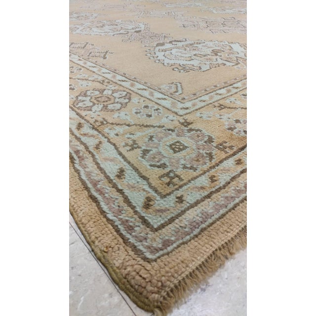Antique Oushak Carpet, Oriental Rug, Handmade Taupe, Ice Blue and Brown For Sale - Image 11 of 18