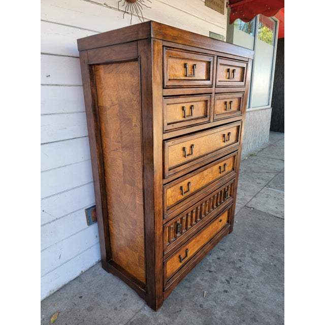 Wood 1990s Modern Wood Highboy Dresser. For Sale - Image 7 of 18